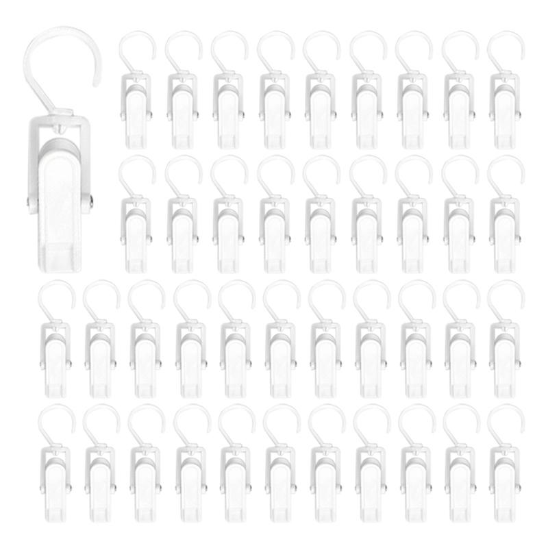 A20F-50Pcs Multifunctional Plastic Clip Store Clothes Clip Rotating Hook Curtain Storage Clip Household Rotating Sock Clip
