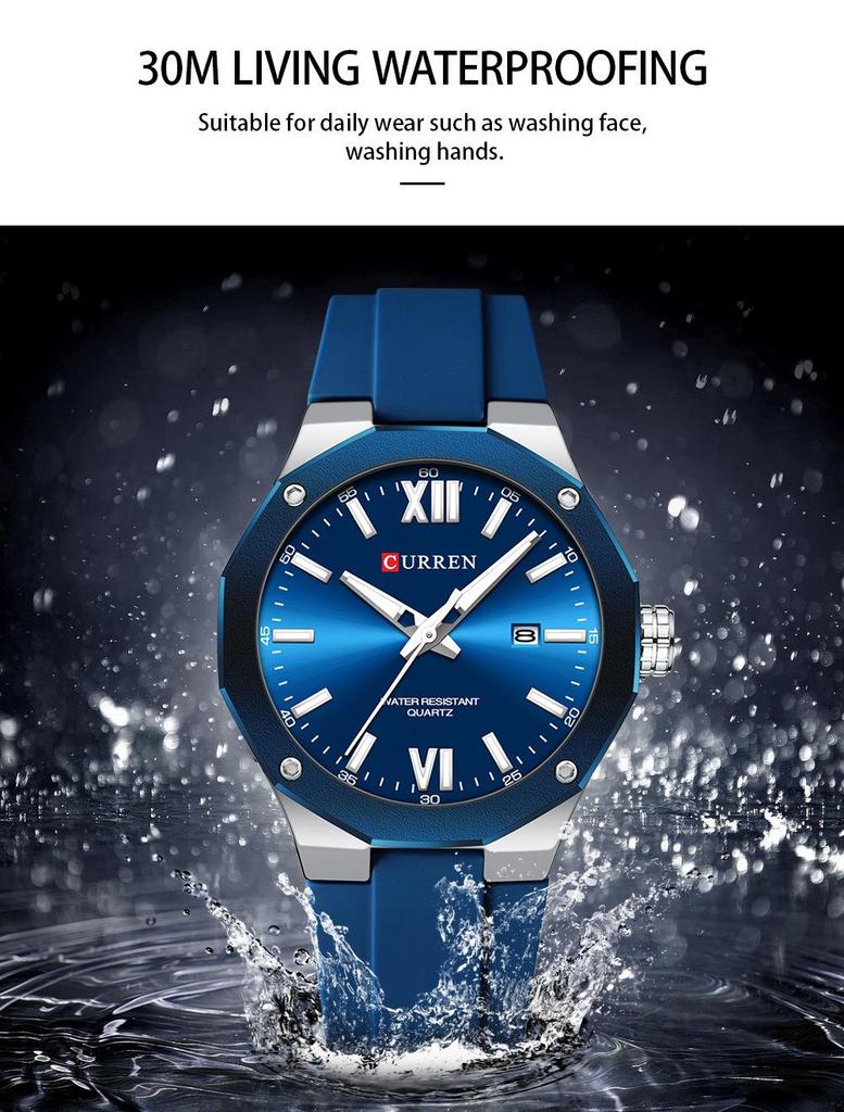 Curren 8465 Men's Casual Rubber Strap Calendar Watch