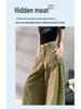 Women's American Style Green Wide-Leg Workwear Pants - Summer Loose Fit, Thin, Floor-Length, Casual 2026.