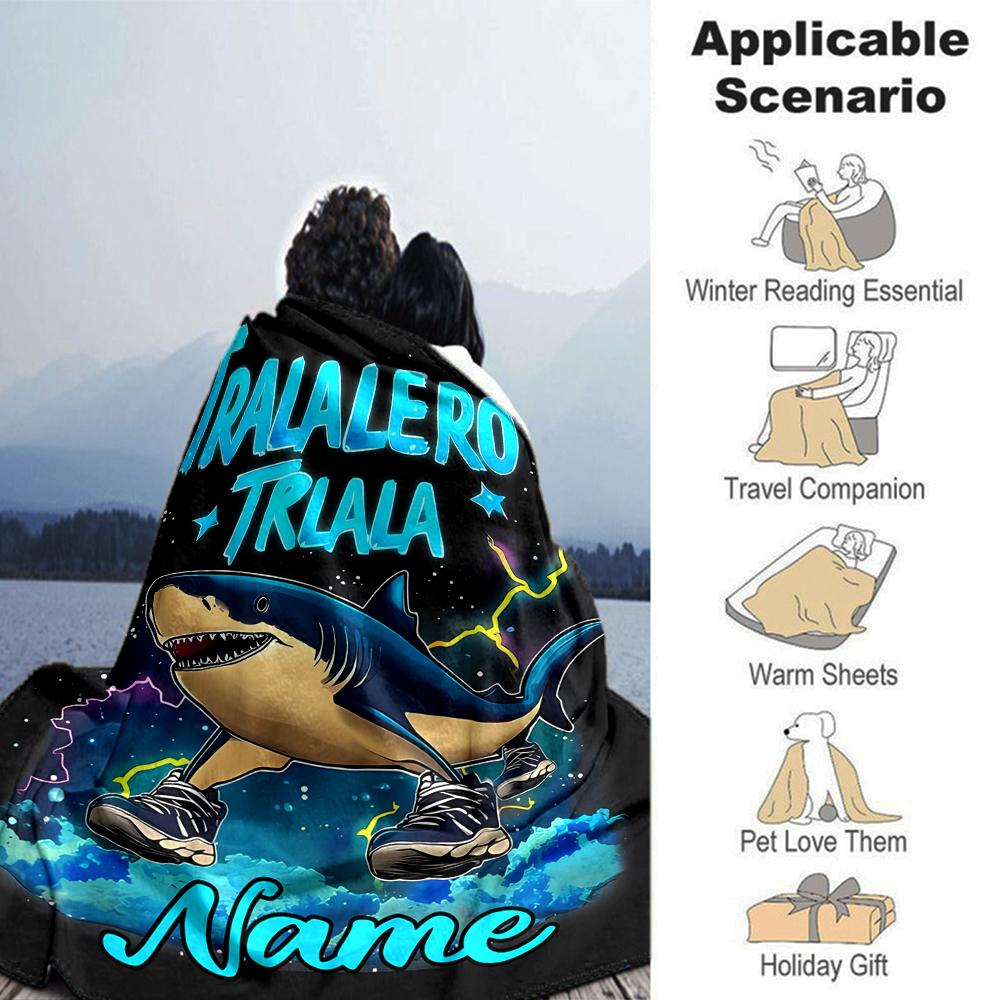 Customiz Name Personality Italian Brainrot Animal  Blanket Soft &Warm Sofa Office Bed Travel Lunch Break Blanket, Gift Suitable All Seasons