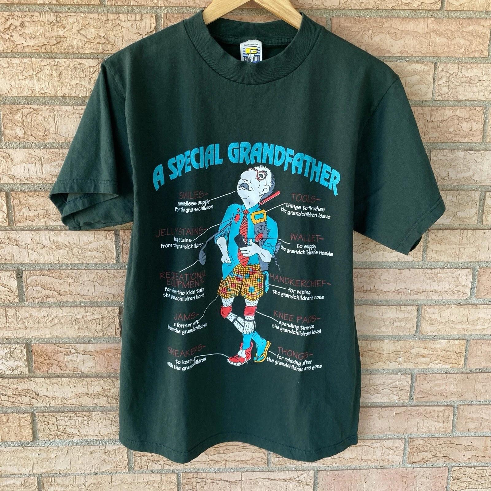 

90s y2k Competitor A Special Grandfather funny graphic t-shirt size slim Large 3XL