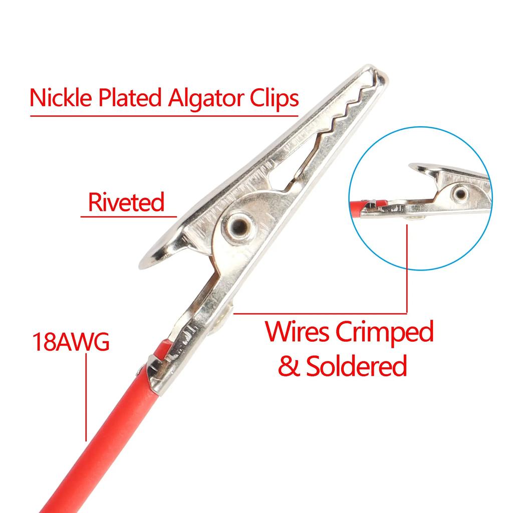 2Pcs 18AWG 4mm Banana Plug to Alligator Clip Test Lead Wire Cable Set 1M for Multimeter Measure Tool