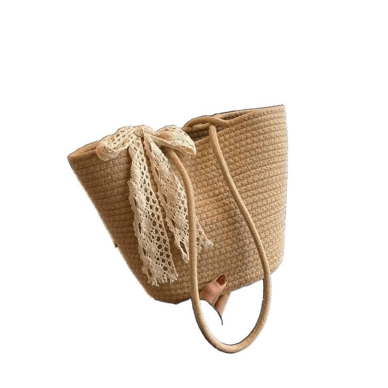 Stilvolle handgefertigte Damen-Strandtasche aus Webmaterial - Großes Fassungsvermögen für Urlaubsausflüge