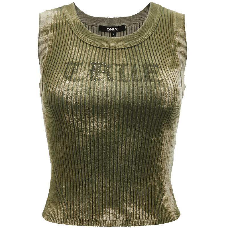 

ТОЛЬКО Женский Ретро Топ без рукавов в рубчик с потертостями и буквенным принтом L