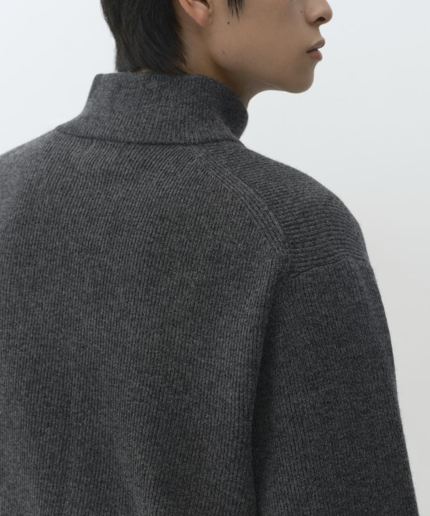 Musinsa Standard [Victoria Wool] Minimal Ribbed Quarter Zip Sweater [Medium Grey]