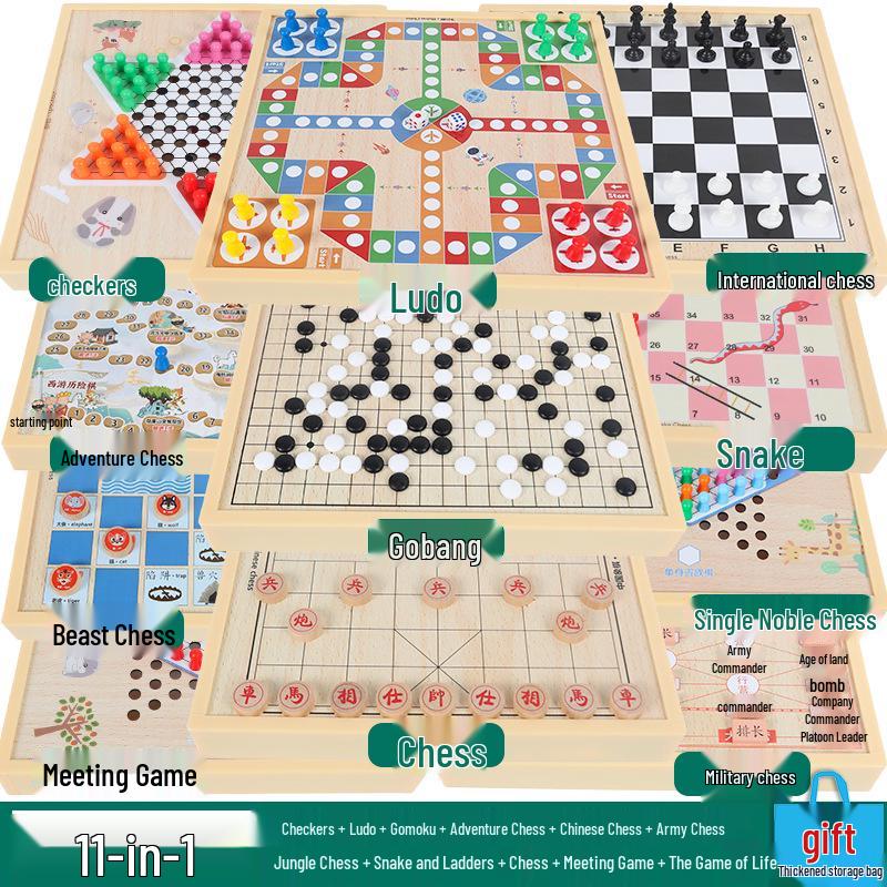 Magnetic 5-in-1 Game Board: Go, Five-in-a-Row, Flying Chess, Checkers, Chinese Chess - Educational Fun for Kids