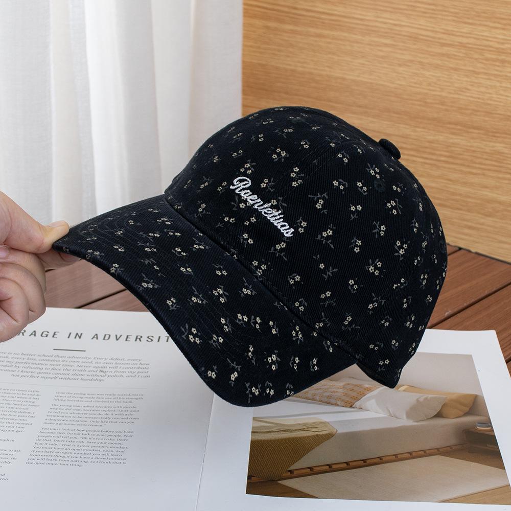 Small floral cap girls sweet age-reducing baseball cap new high-quality wide-brimmed thin hat