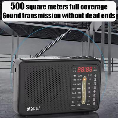 Portable Multi Band Radio Mini FM/AM/SW Receiver High Sensitivity Radio TF/USB MP3 Player with LED Digital Display/3.5mm Jack