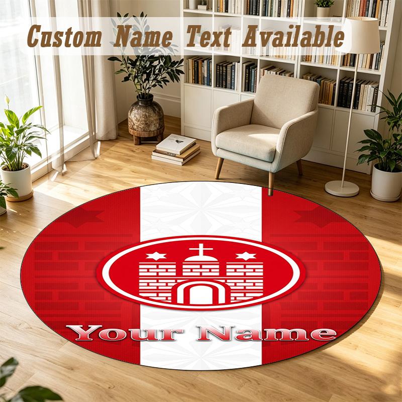 Round Rug Custom NameFC St. Pauli Pattern Non Slip Carpet Home Floor Decor