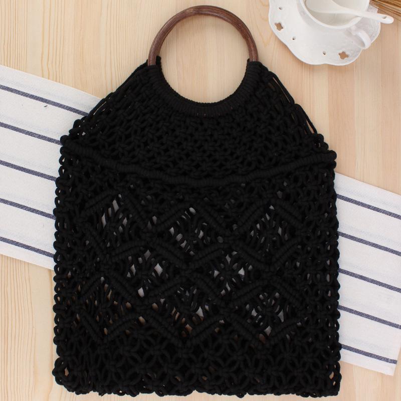 Handmade Cotton Rope Woven Mesh Bag - Women's Casual Beach Bag