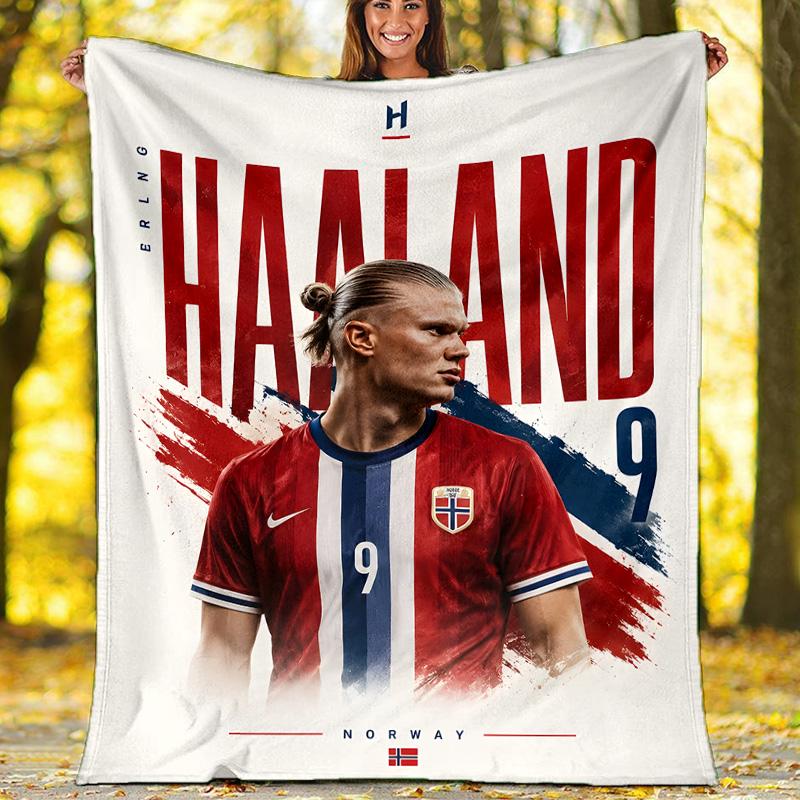 1pc Haaland1 Theme Blanket - Digital Print, Polyester, Cozy for All Seasons, Perfect for Outdoor, and Travel