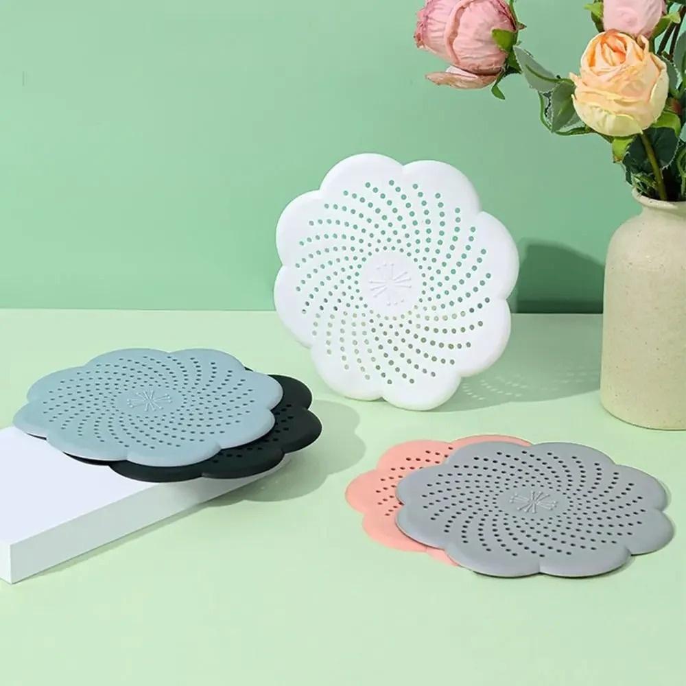 3pcs/set Flower Shape Mesh Sink Strainer Anti-blocking Hair Clean Up Waste Catcher Floor Drain Cover Kitchen Bathroom Accessory