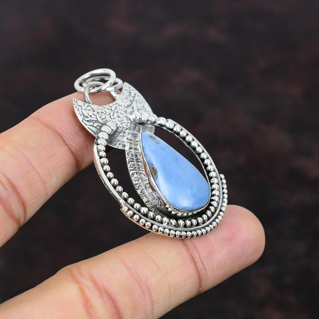 Owyhee Blue Opal Pendant Beautiful Jewelry 925 Sterling Silver Pendant Wonderful Gemstone Handmade Pendant Engagement Gift Statement Pendant