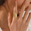Anelli Metallo Acciaio Inossidabile Larghi Apribili per Donne Uomini Vintage Colore Oro Drip Oil Geometrici Regolabili Anello Dito Gioielli 2024