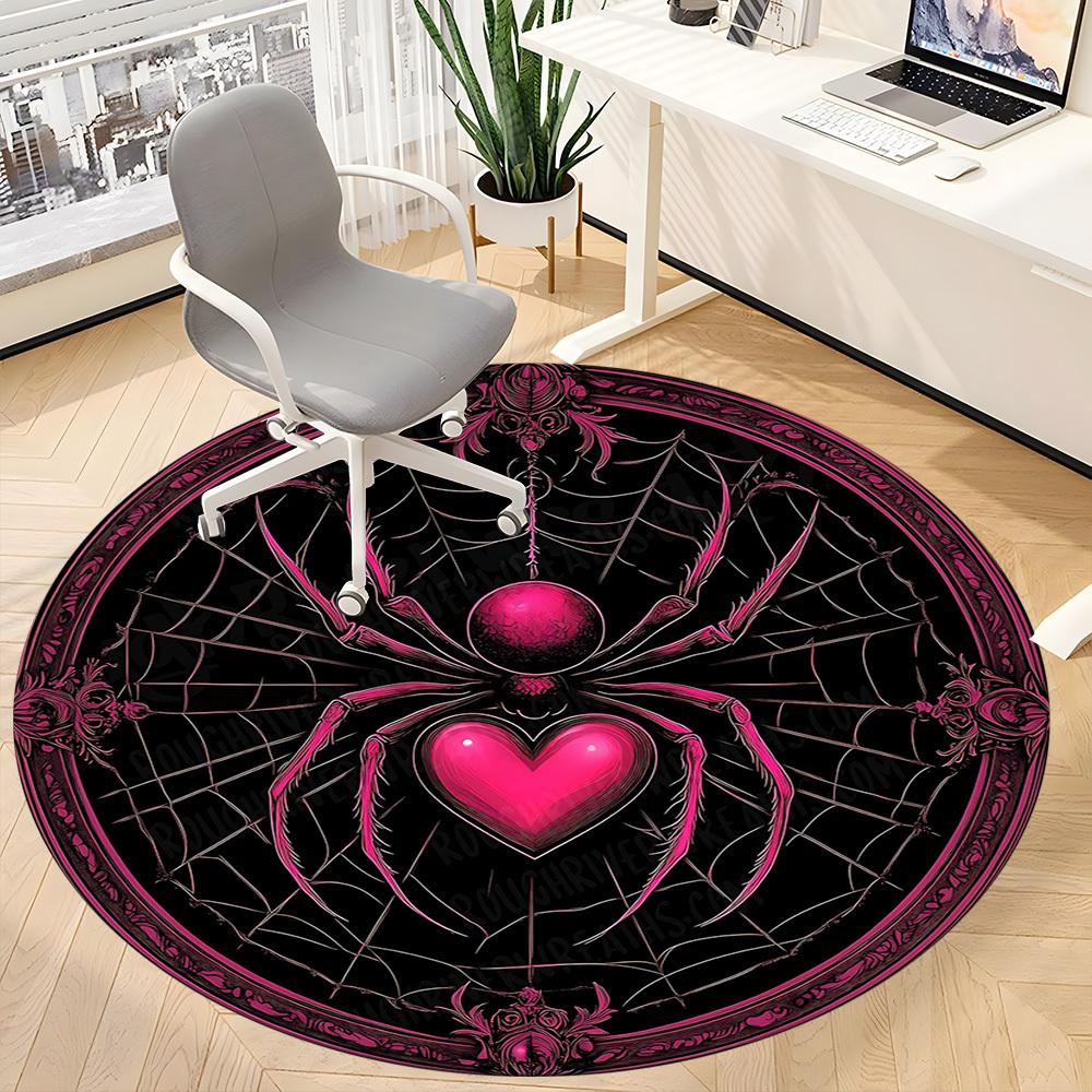 1pc Spider Web Office Round Area Rug, Indoor Mat Suitable ForOffice, Under Office Chairs Bedroom Living Room Home Decor, Room Deco T044