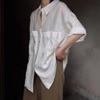 A Yousa linen white shirt women's summer new French retro big pocket design short-sleeved boyfriend style shirt
