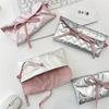 Sweet Quilted Bow Love Flap Pencil Case Organizer Coin Purse  Girly Cosmetic Bag Women Portable Sundries Storage Bag Gift