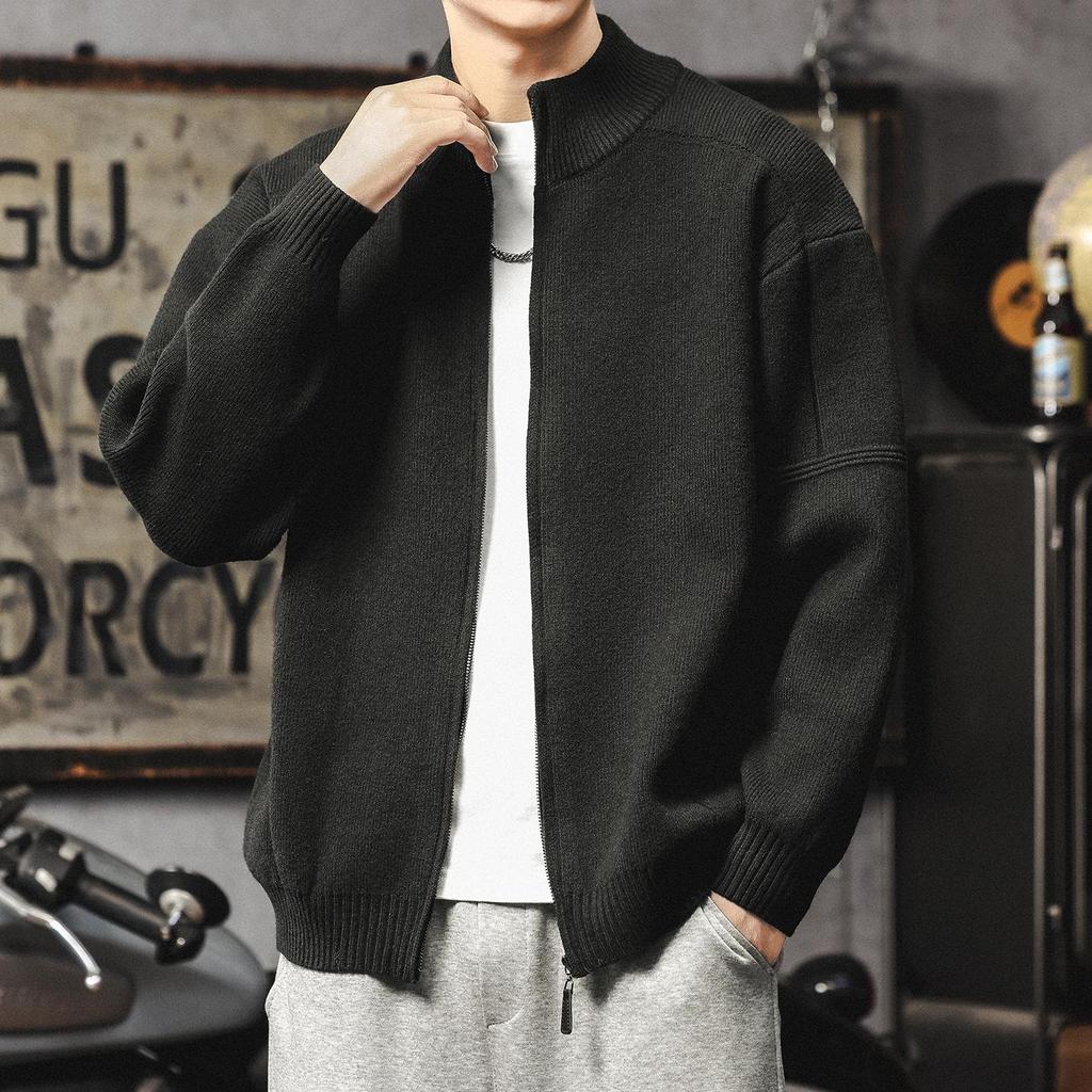 Men's Heavy-Duty Casual Zipper Knit Cardigan Sweater
