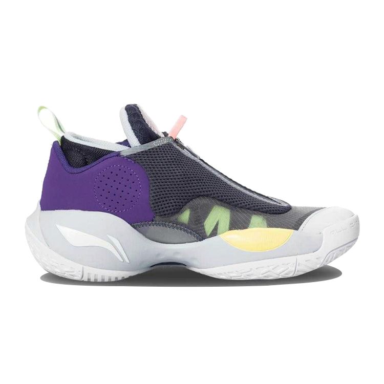 Li Ning All City 8 V2 Youth Version Comfortable Non-Slip Supportive Lightweight Mid-Top Basketball Shoes Kids Basketball Shoes Black Purple ABAQ043-4