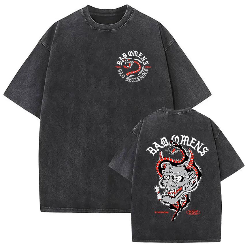 Rock Band Bad Omens Do You Feel Love Tour Vintage Washed T Shirts Men Women Gothic Fashion Short Sleeve Tshirt Streetwear