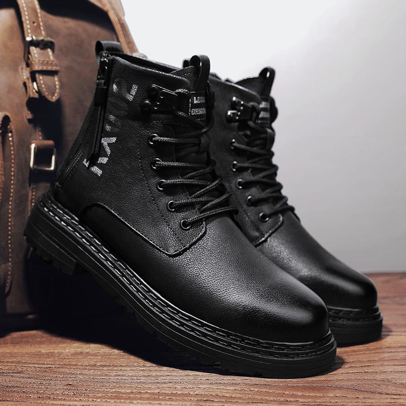 Luxury Men Boots Genuine Leather Winter Vintage Style Ankle Boots Men Lace Up Motorcycle Footwear Brand Casual Winter Men Botas