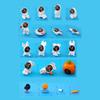 3pcs Planet Astronaut Bunny Rabbit Resin Mini Figures Cute Cartoon Ornament Miniature Craft DIY Accessories Home Desk Decor Gift