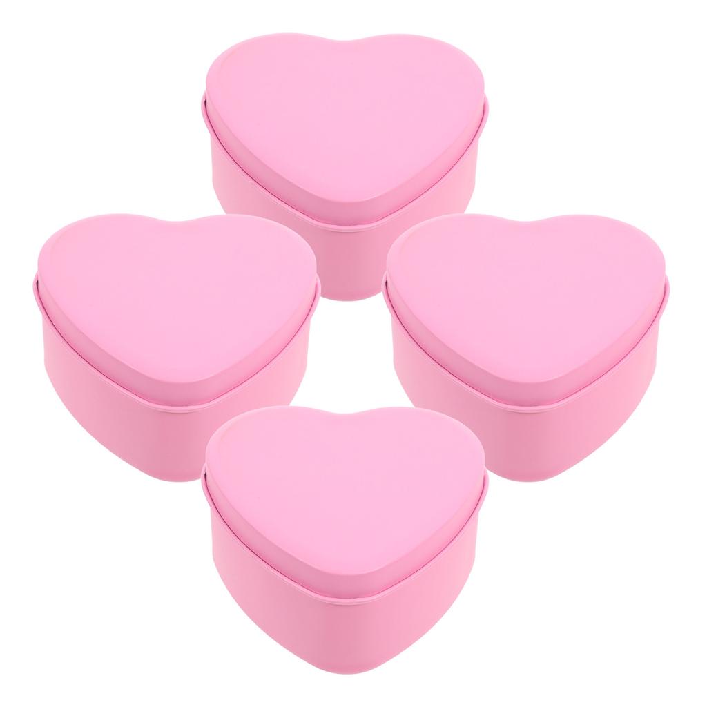 4Pcs Heart Candy Boxes Wedding Treat Tinplate Storage Box Elegant Heart Shaped Candy Packaging Box Valentine Wedding Favor