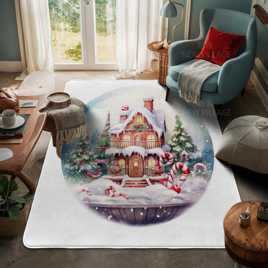 House Entrance Carpet Home Door Mat Living Room Bath Foot Bathroom Non-slip Water Absorption Rugs Bath Merry Christmas Winter