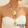 New Simple and Elegant Disc Tassel Gold Necklace