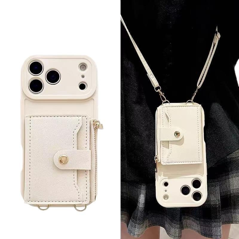Leder-Crossbody-Hülle für iPhone 17 Pro Max mit 16 Kartenfächern und abnehmbarem Riemen