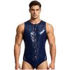 S-3XL Men Waterproof Adaptive Swim Bodysuit Sleeveless One Piece Front Button Side Zippers Leotard Easy Wear Leakproof Bathing Suit