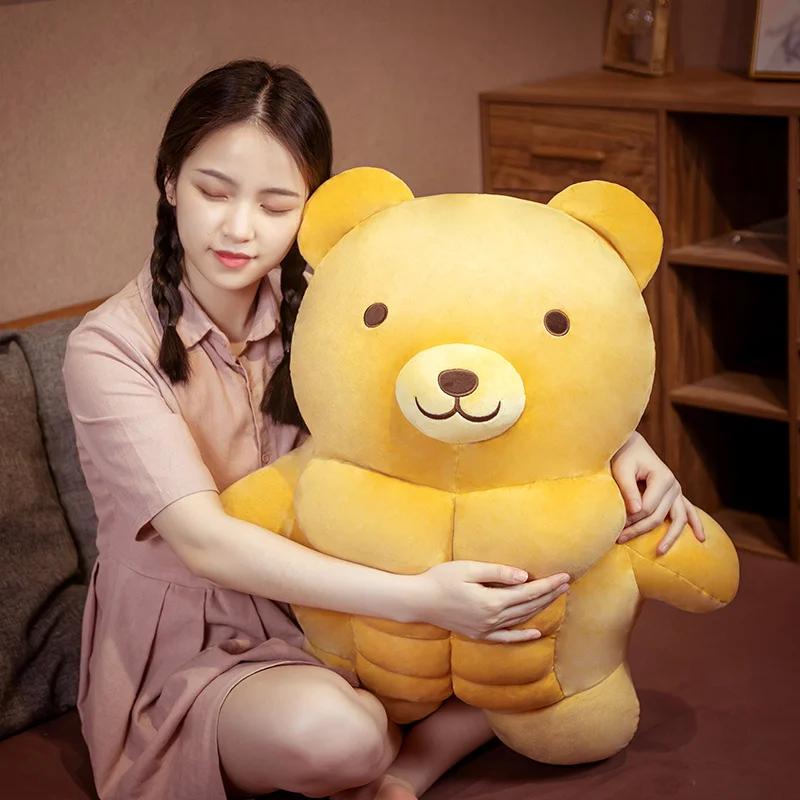 30-70CM Big Muscle Body Bear Plush Toys Stuffed Pig/Bear/Lion Boyfriend Huggable Pillow Chair Cushion Birthday Gift
