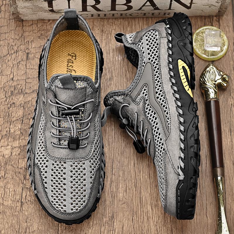 Fashion Breathable Mesh Mens Sneakers Lightweight Male Casual Shoes New Outdoor Walking Shoes Hollow Out Hiking Shoes Men Non-Slip Flats