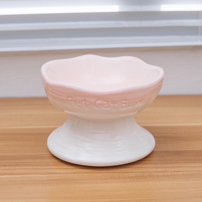 1pc High Appearance Ceramic High Foot Bowl Anti Overturning Pet Bowl Cat and Dog Bowl Grain Drinking Bowl Pet Supplies