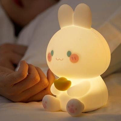 Rabbit Night Lamp Eye-catching Creative Shape Rechargeable Rabbit Night Lamp Cartoon Bunny LED Bedside Lamp Table Light Table Lamp