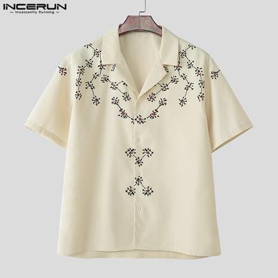 Men's Summer Collared Button Up Printed Casual Shirts Tops Streetwear
