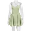 Satin Silk Women Sexy Cami Playsuits Dress Solid Cowl Neck Sleeveless Short Jumpsuits Summer Cross Tie-Up Backless Romper