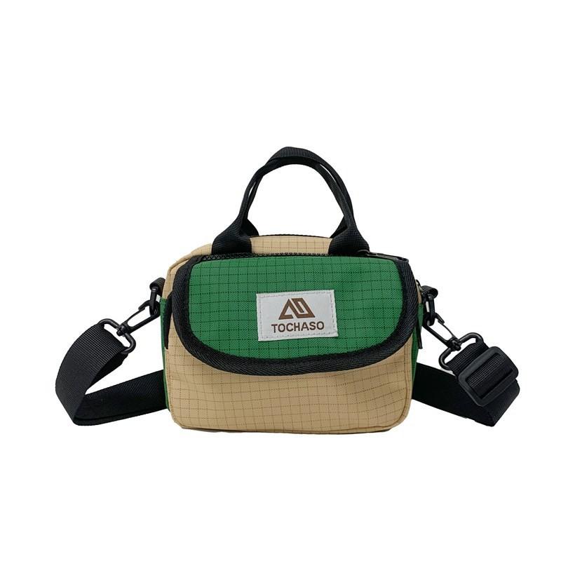 Pattern Grid Alphabet Kids Casual Travel Shoulder Bag With Spacious Compartment