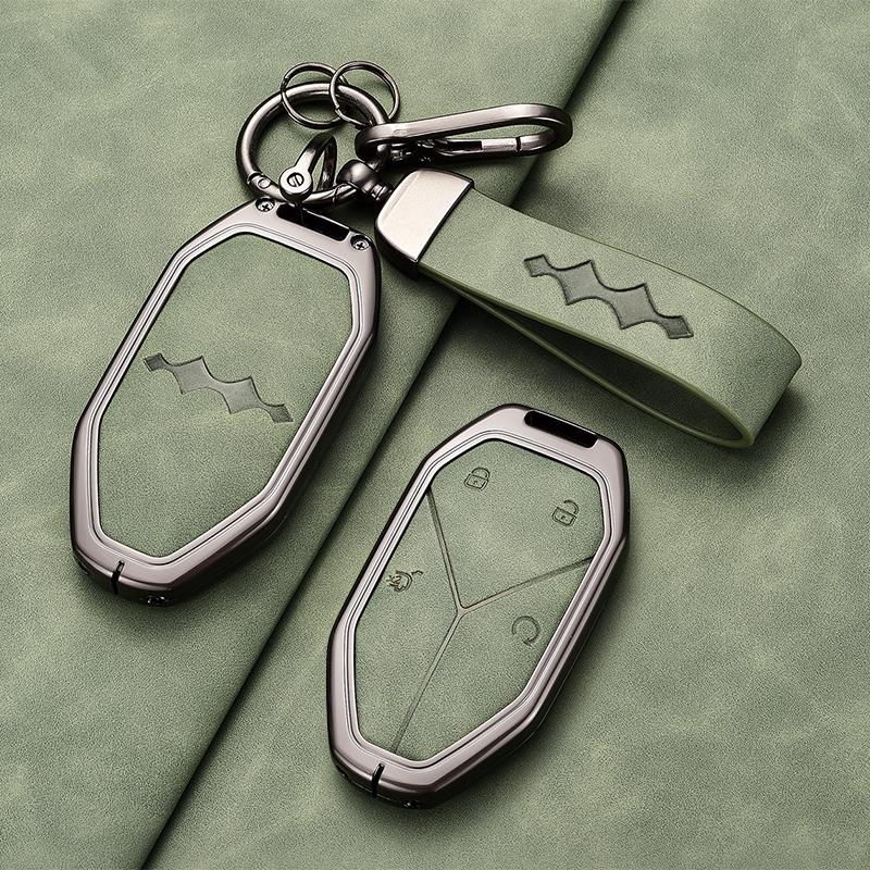 For BYD Formula Leopard 5 8 3 Ti3 Car Key Case Zinc Alloy Leather Key Shell Fob Cover Protection Keychain Holder Car Accessories