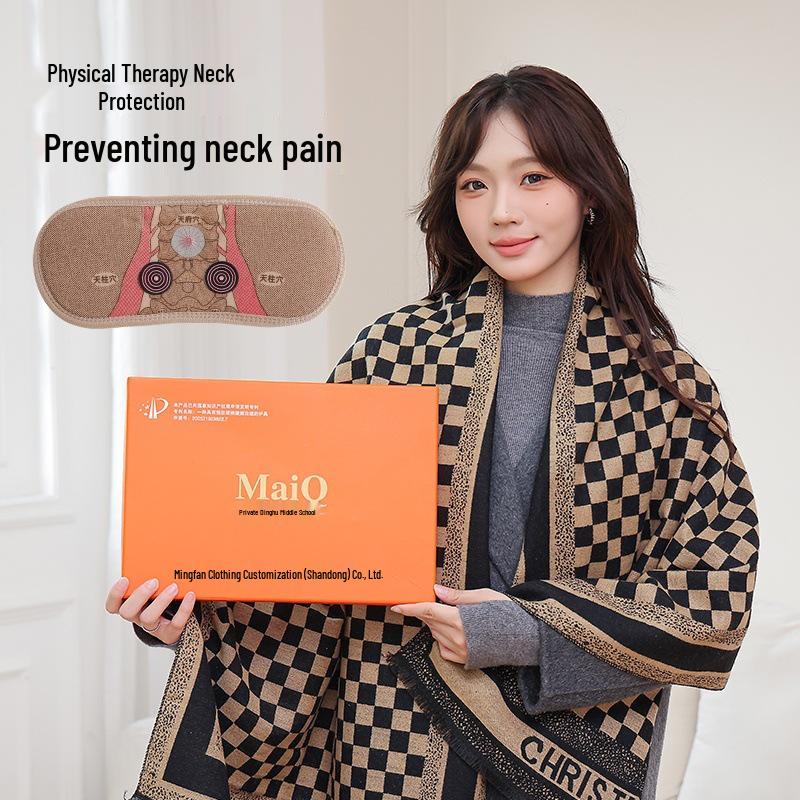 

MAIQ Luxury Heated Cashmere Texture Scarf Shawl with Embroidery 100-135CM кофейный/чёрный