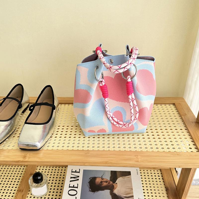 Butterfly Knitted Bucket Bag Women's Fashion Handbag Versatile Knitted Wrist Bag Shopping Handbag Cute Handbag