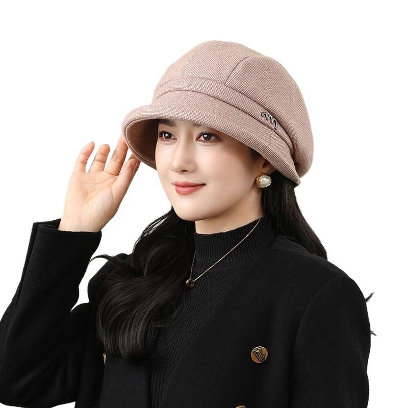 Middle-Aged And Elderly Women'S Season Peaked Hat Mother Warm Thickened Woolen Grandma Basin Hat Casual Bucket Hat
