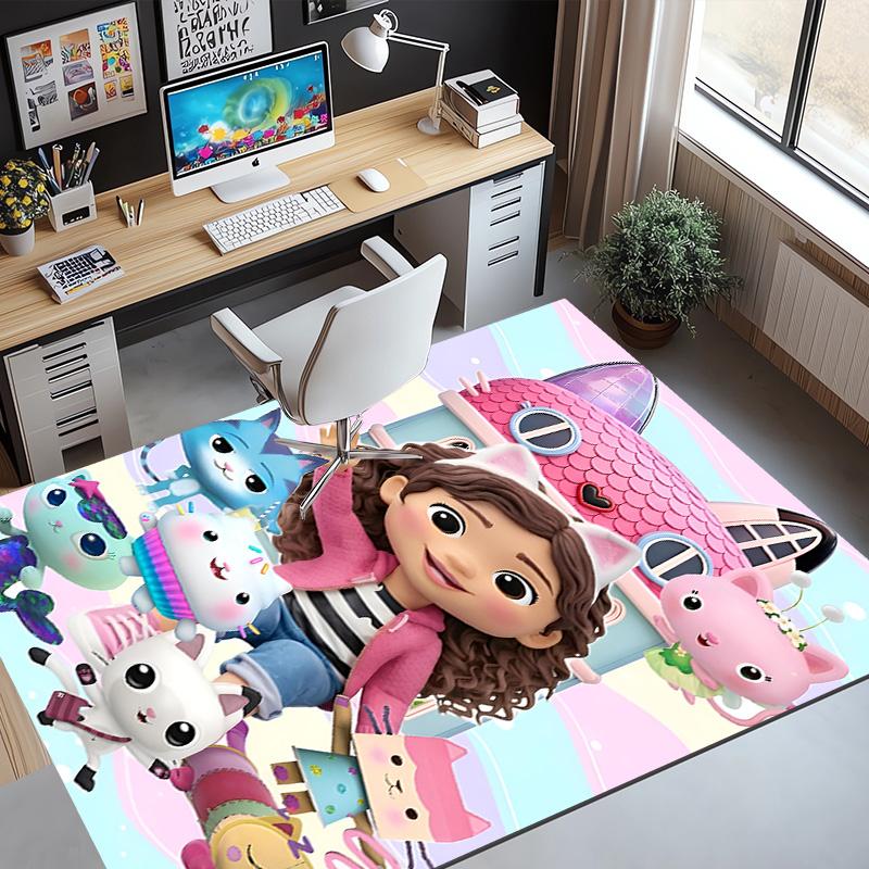 Gabby's Puppenhaus Muster Teppich, Innen-/Außenmatte, für Picknick, Spielzimmer, Schlafzimmer, Büro, Wohnzimmer, Heimdeko Teppich, Geburtstagsgeschenk