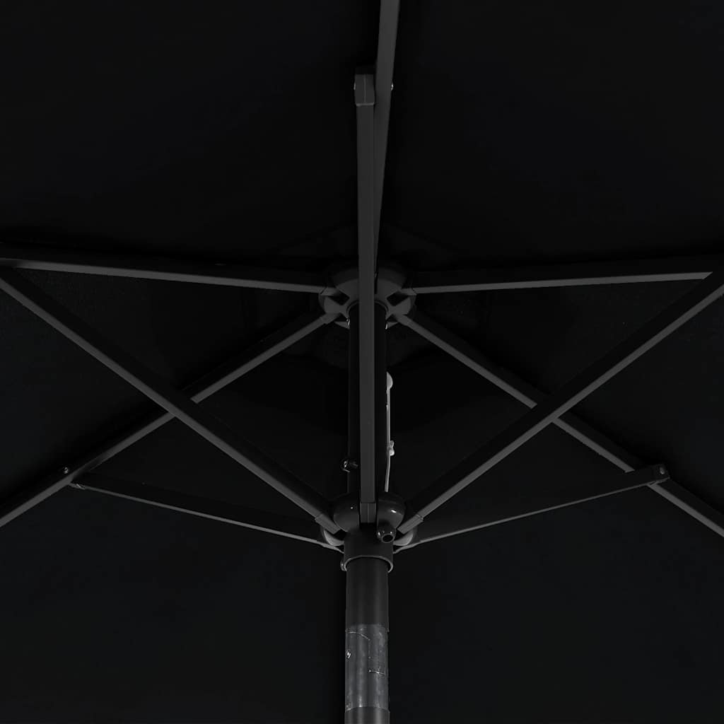 LED Sun Umbrella with Steel Pole Black 225 X 225 X 212 Cm