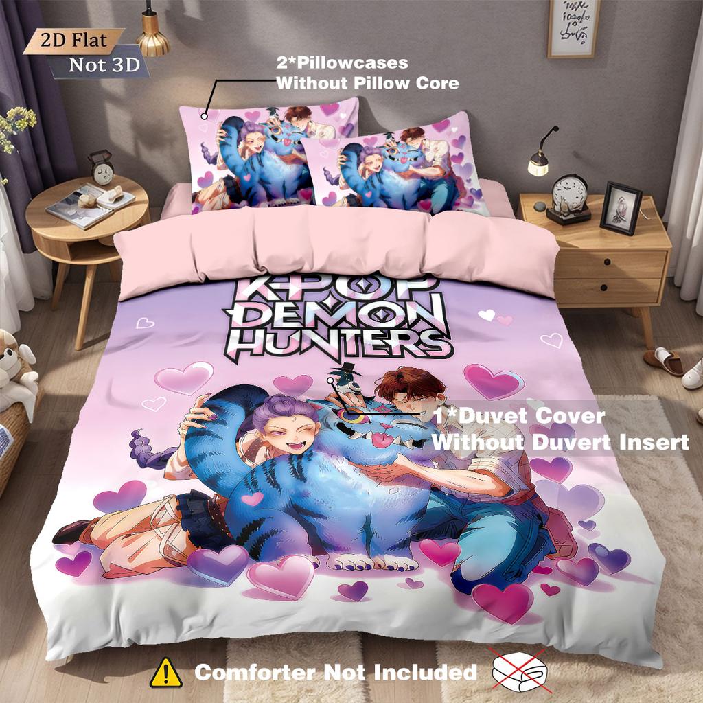 3pcs K-Pop Demon Hunters printed coreless down duvet cover various sizes soft bedroom bedding decoration machine washable