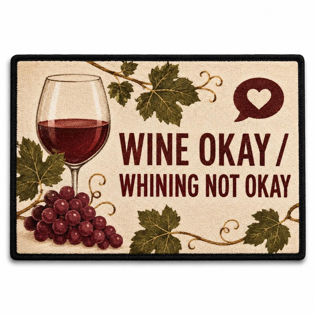 Funny Custom Welcome Doormat Wine Okay Whining Not Okay Indoor Entrance Rug for Kitchen Bar Dining Room Decor Anti-slip Doormat