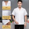 Unisex Chef Restaurant Jacket Lapel Short Sleeve Patch Pocket Chef Coat Men Women Single Breasted Kitchen Wear Waiter Bakery Uniform