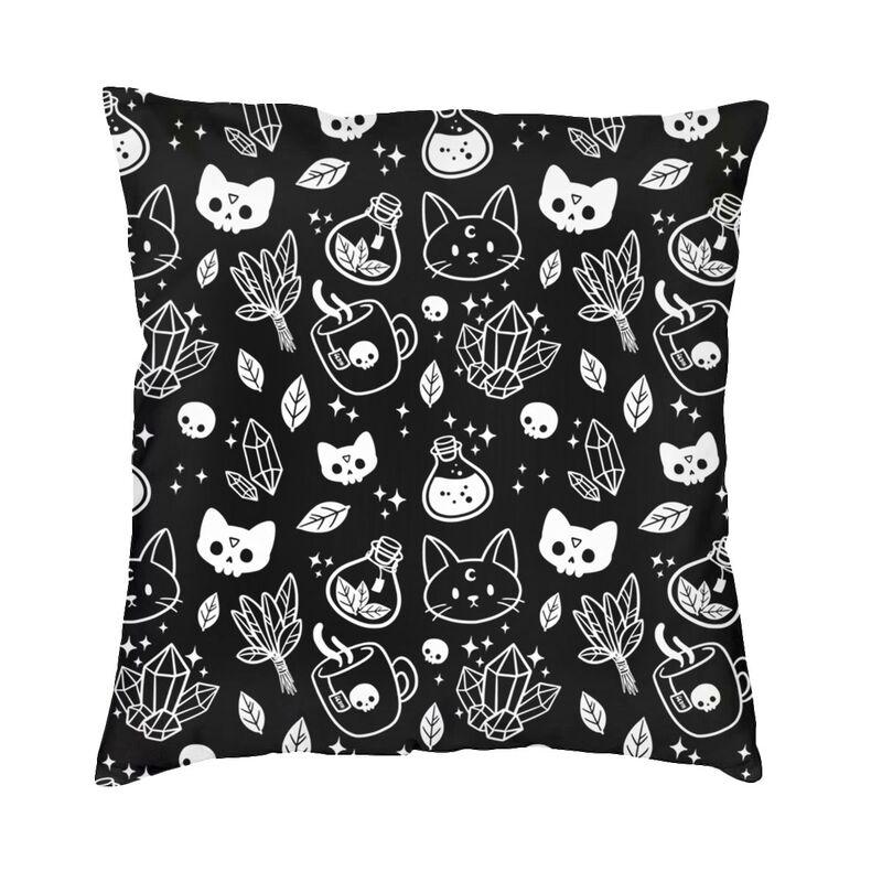 M Witch In Black Square Pillowcover Home Decor Occult Witchy Magic Cushions Throw Pillow For Car Double-Sided Printing