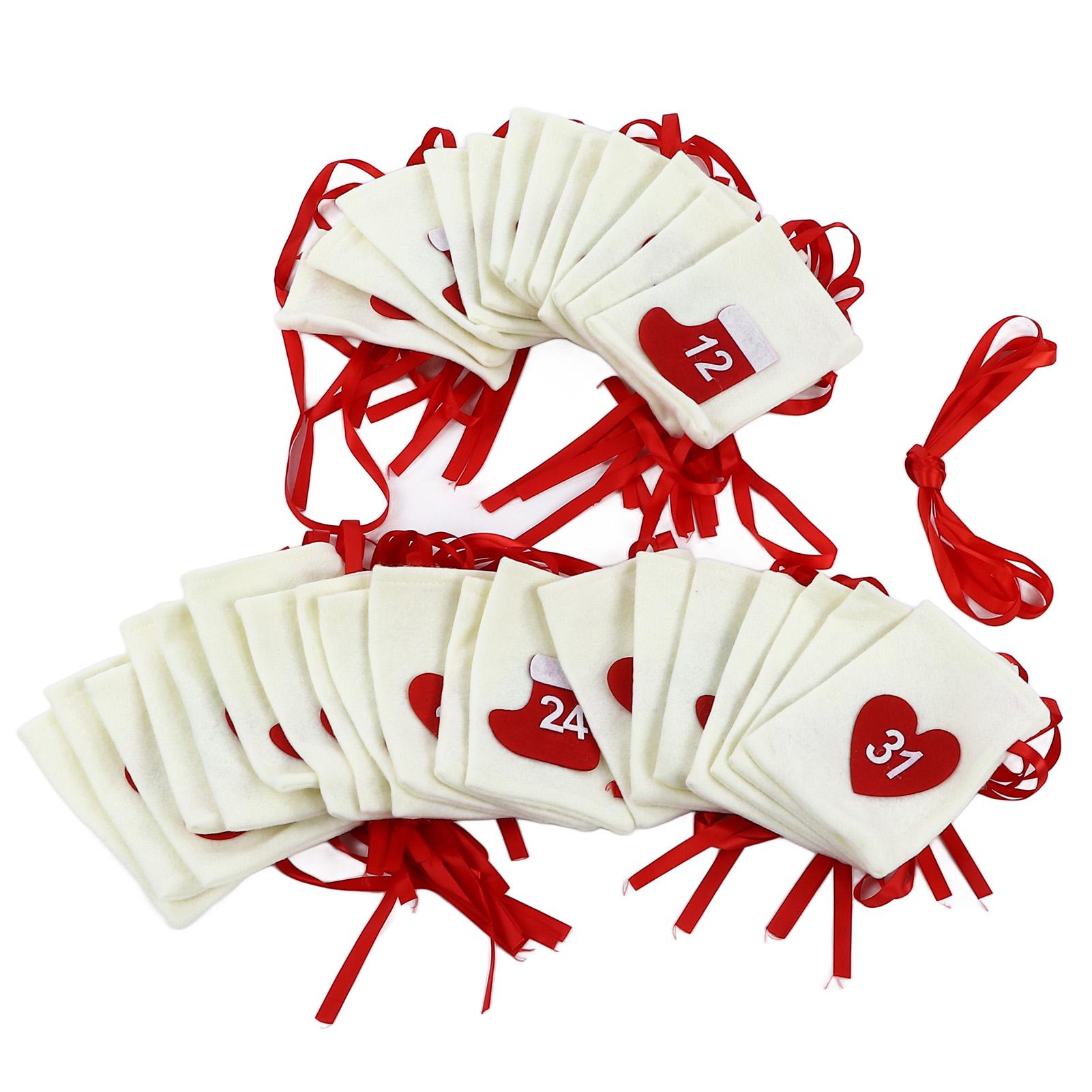 

Christmas Advent Calendar Bags 31 Days Hanging Countdown Felt Gift Pockets for Party Festival Decoration