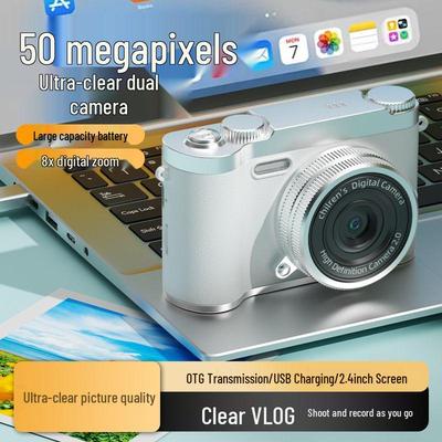 Retro CCD Dual Camera with 8x Optical Zoom - Compact Travel Pocket Digital Camera for Students